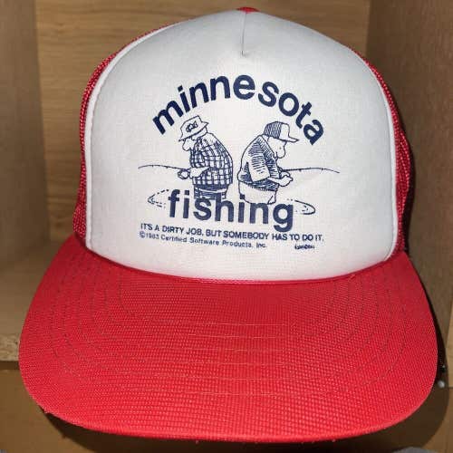 Vintage 1983 Minnesota Fishing Dirty Job But Somebody Has To Funny Trucker Hat