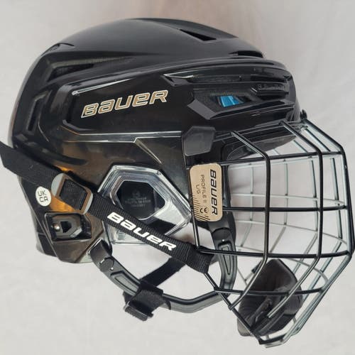 used Large Bauer Re-Akt 150 black helmet + Profile II i2 cage