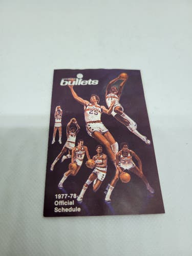 Vintage Washington Bullets NBA 1977-78 Pocket Schedule