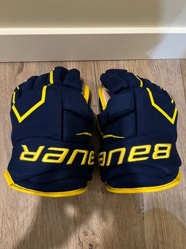 Blue/Gold Bauer 13" Supreme Ultrasonic Gloves