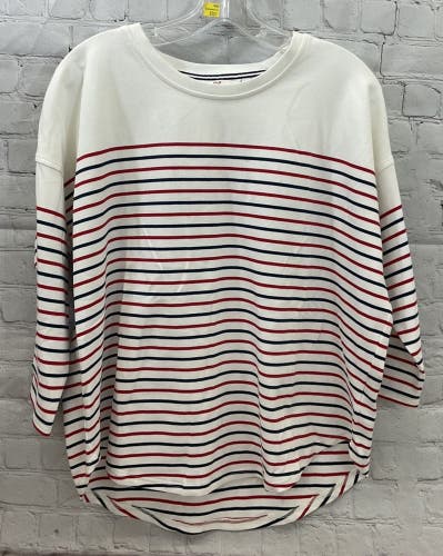 Vineyard Vines Womens Striped Boatneck Size S White Red Navy 3/4 Sleeve Tee NEW