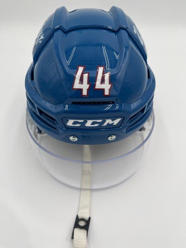 Game Used Colorado Eagles Blue CCM Tacks X Pro Stock Helmet Medium #44