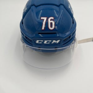 Game Used Colorado Eagles Blue CCM Tacks 910 Pro Stock Helmet Small #76