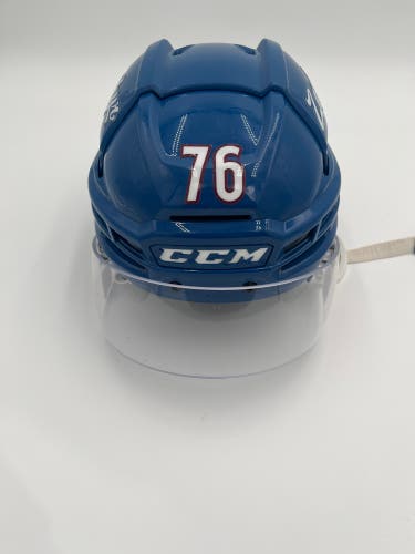 Game Used Colorado Eagles Blue CCM Tacks 910 Pro Stock Helmet Small #76