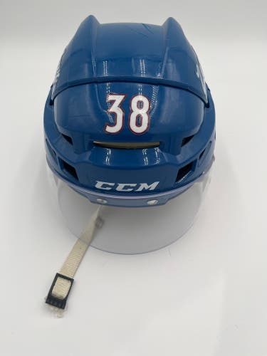 Game Used Colorado Eagles Blue CCM Vector V08 Pro Stock Helmet Medium #38