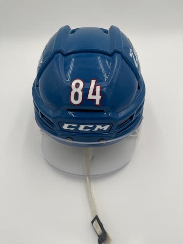 Game Used Colorado Eagles Blue CCM Tacks 910 Pro Stock Helmet Medium #84