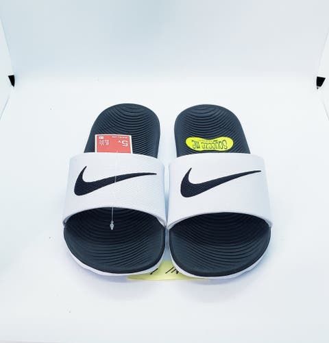 Nike Kids Kawa Slide Sandal Little Kid White/Black 819352-100 Size 5Y NEW IN BOX