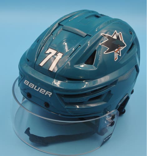 San Jose NHL Game-Used Bauer Reakt 150 Rare Teal #71 Nikolai Knyzhov Helmet Pro Stock