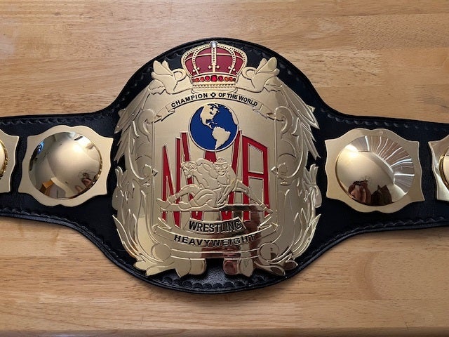 NWA World Championship Belt, 4mm Zinc, dbl stk, 24kt Gold Plate, CNC  Machined, Thesz, Rogers, Funk