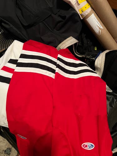 Red and White Used Large Athletic Knit Socks