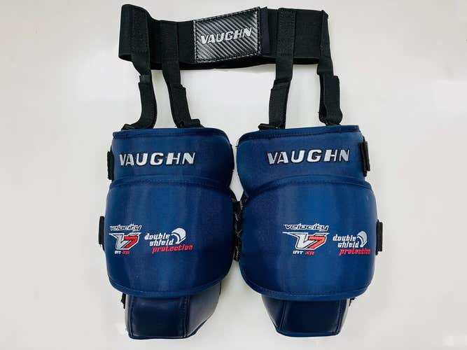 Vaughn XR Pro goalie intermediate knee/thigh guards INT ice hockey garter blue