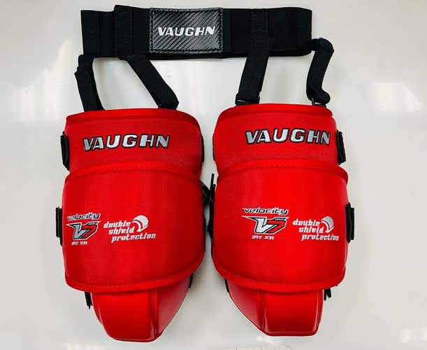 Vaughn XR Pro goalie intermediate knee/thigh guards INT ice hockey garter red