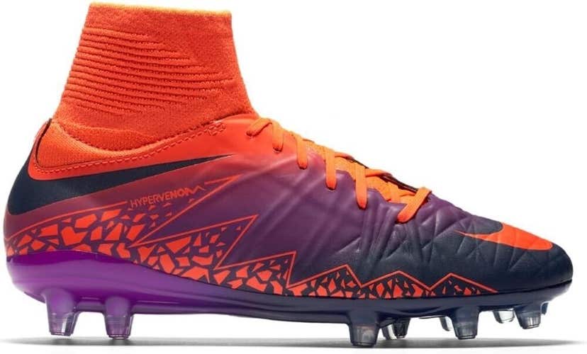 Nike JR Kids Hypervenom Phantom II FG Soccer Cleats Orange - Size 4y - MSRP $150