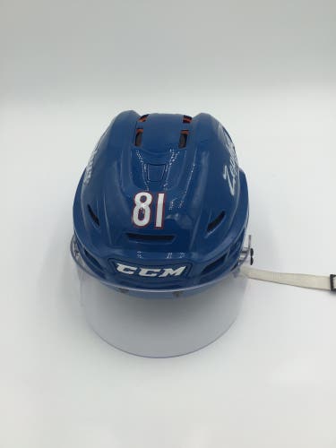 Game Used Colorado Eagles Blue CCM Tacks 710 Pro Stock Helmet Medium #81