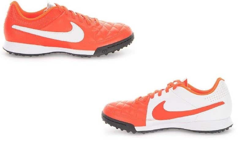 Nike JR Kids Tiempo Genio Leather Turf Soccer Shoes Orange- Size 3y - MSRP $50