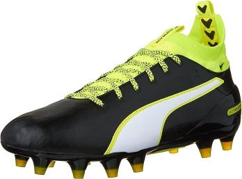 Puma evoTouch 1 FG Leather Soccer Cleats Black Yellow - Size 9.5 - MSRP $170