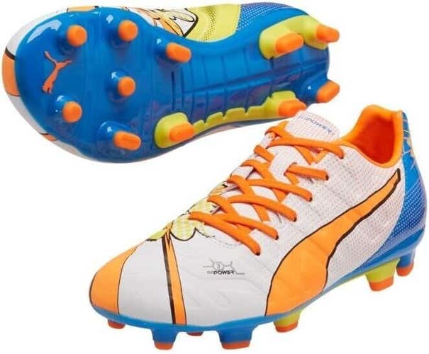 Puma Kids Evopower 3.2 POP Fg Soccer Cleats White Orange - Size 5.5 - MSRP $60