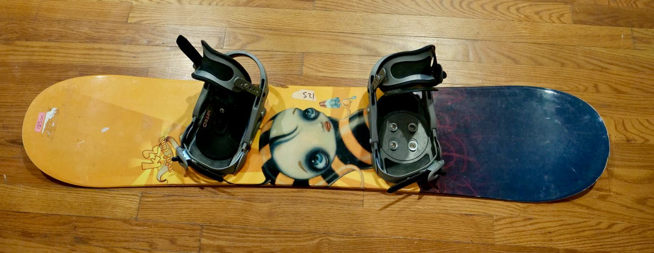 Used Kid's K2 Mini Luna Snowboard All Mountain With Bindings Soft Flex True Twin