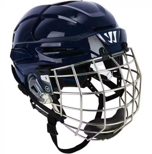 Warrior Covert PX+ hockey helmet combo medium navy foam plus VN Pro cage blue