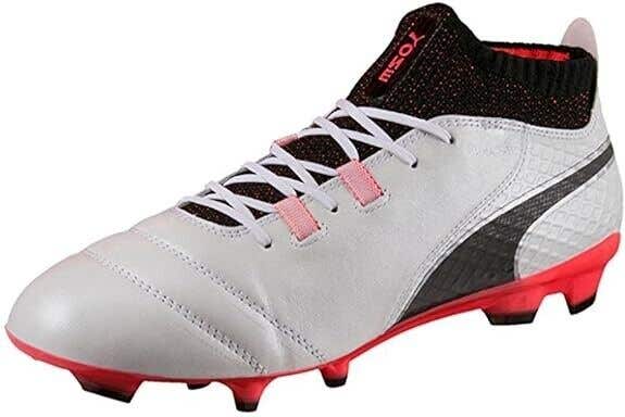 Puma ONE 17.1 FG Leather Soccer Cleats - White Black Coral - Size 12 - MSRP $200