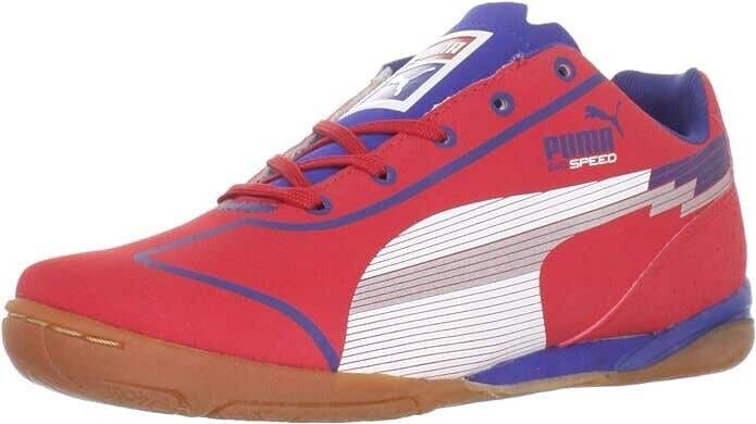 Puma Kids Evospeed Star JR Indoor Soccer Shoes Red Blue - Size 3.5 - MSRP $50