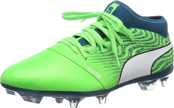 Puma ONE 18.2 FG Leather Soccer Cleats Green Navy - Size 7.5 - MSRP $250