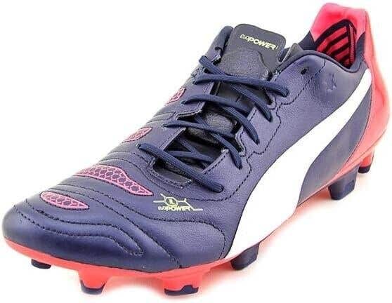 Puma Evopower 1.2 FG Leather Soccer Cleats Peacoat Pink - Size 7.5 - MSRP $200