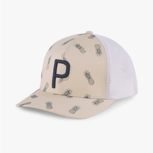 NEW Puma Pineapple Trucker P White Pepper/Navy Blazer Snapback Golf Hat/Cap