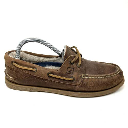 Sperry Top-Sider Shearling Fur Lined Boat Shoes Brown Mens 0243212 Size 9.5 M