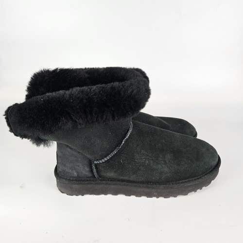 UGG Australia Arielle Mini Bailey Fur Bow Black Boots Womens Size 9 - 1019625