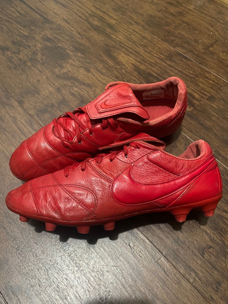 Nike Tiempo Premier 2 Gym Red Soccer Cleats Leather FG size 11