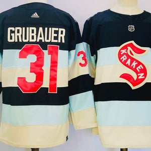 Seattle Kraken 31 Philipp Grubauer Navy Winter Classic Ice Hockey Jerseys size 52 Replica