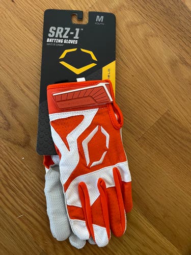 New Youth Medium EvoShield Orange Batting Gloves