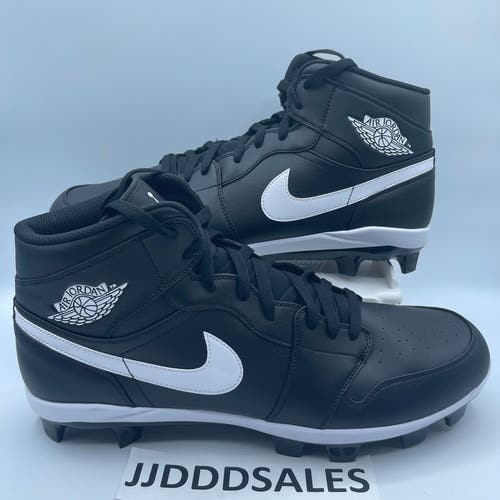 Nike Air Jordan 1 Retro MCS Baseball Cleats AV5354-001 Black Molded Men's Size 16 NEW