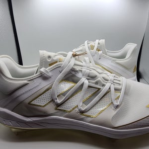 Adidas Adizero Afterburner 7 'White Gold Metallic' Baseball Cleats Men's Size 14