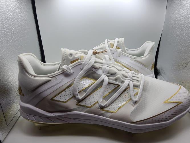 Adidas Adizero Afterburner 7 'White Gold Metallic' Baseball Cleats Men's Size 14