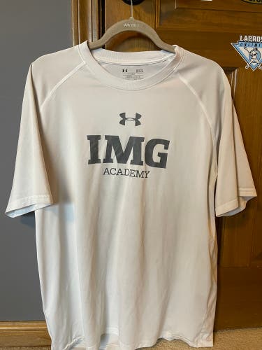 White IMG Academy Men's Under Armour Shirt