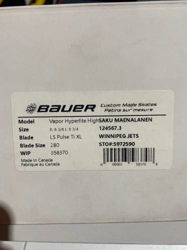 New Custom Blue Bauer Vapor Hyperlite Hockey Skates-8 3/4D/A-280-LS Pulse TI