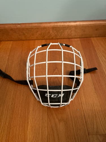CCM white helmet cage