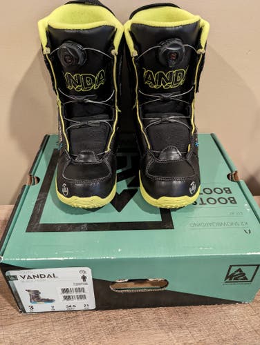 Kid's Used Size 3.0 (Women's 4.0) K2 Vandal Snowboard Boots Soft Flex All Mountain