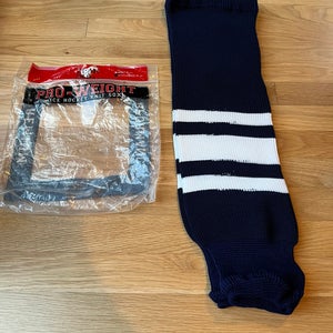 Pear Sox Pro-Weight Knit Hockey Socks Navy/White - Intermediate NEW