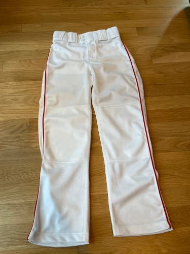 Rawlings Youth Medium Baseball Pants White with Red Piping