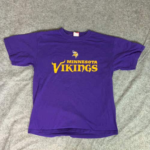 Minnesota Vikings Mens Shirt Large Purple Short Sleeve Tee Logo Top NFL Football
