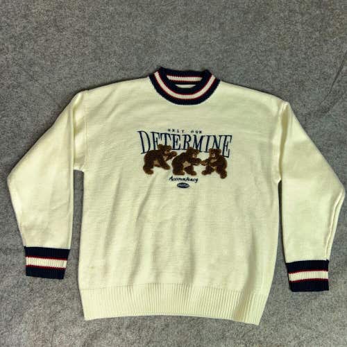 Aelfric Eden Mens Sweater Extra Large Cream Ringer Bears Determine Knit Stripe ^