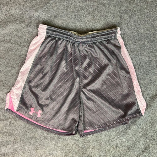 Under Armour Womens Shorts Medium Gray Pink Athletic Gym Performance Loose Heat