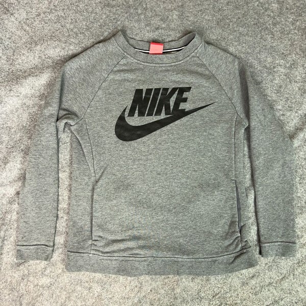Nike Womens Sweatshirt Small Gray Black Air Logo Sweater Pockets