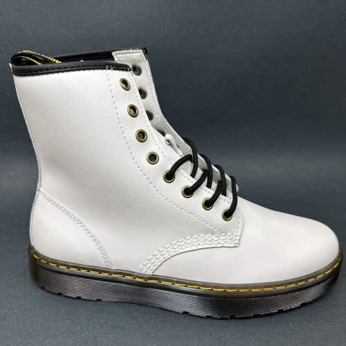 New Dr. Martens AirWair Zavala Leather Combat Boots White Men’s Size 9 Womens 10