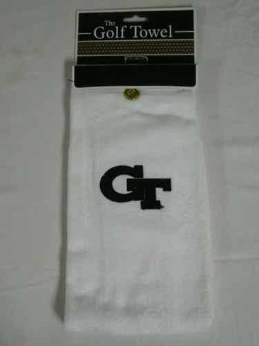 Devant Collegiate Golf Towel (GT Yellow Jackets) White Tri-Fold NEW