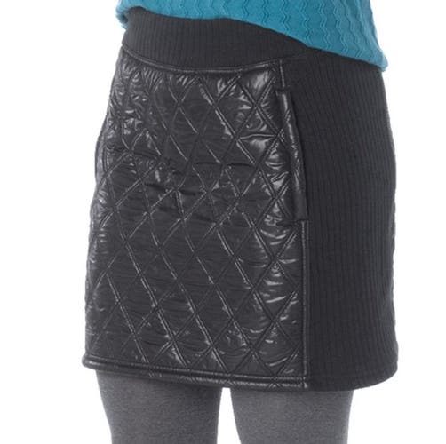 PRANA Women's Quilted Fleece Sherpa Insulated Mini Skirt Black Size Small