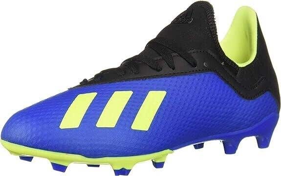 Adidas Junior X 18.3 FG Junior Soccer Cleats Blue Yellow - Size 3.5 - MSRP $60